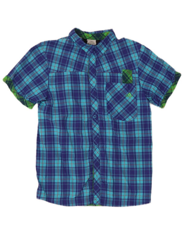 Adidas Chemise à manches courtes garçon 13-14 ans Bleu Check Nylon