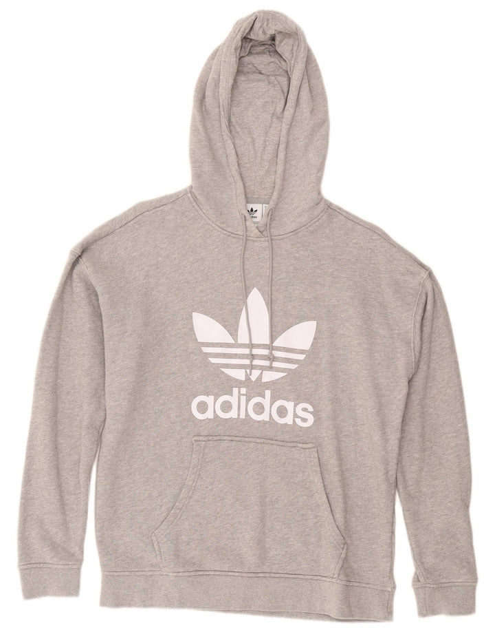 ADIDAS Pull à capuche graphique surdimensionné pour femme UK 8 Petit coton gris