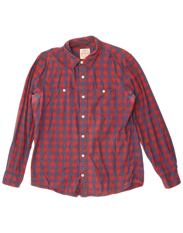 Fat Face Chemise Homme Grand Carreau Rouge Coton