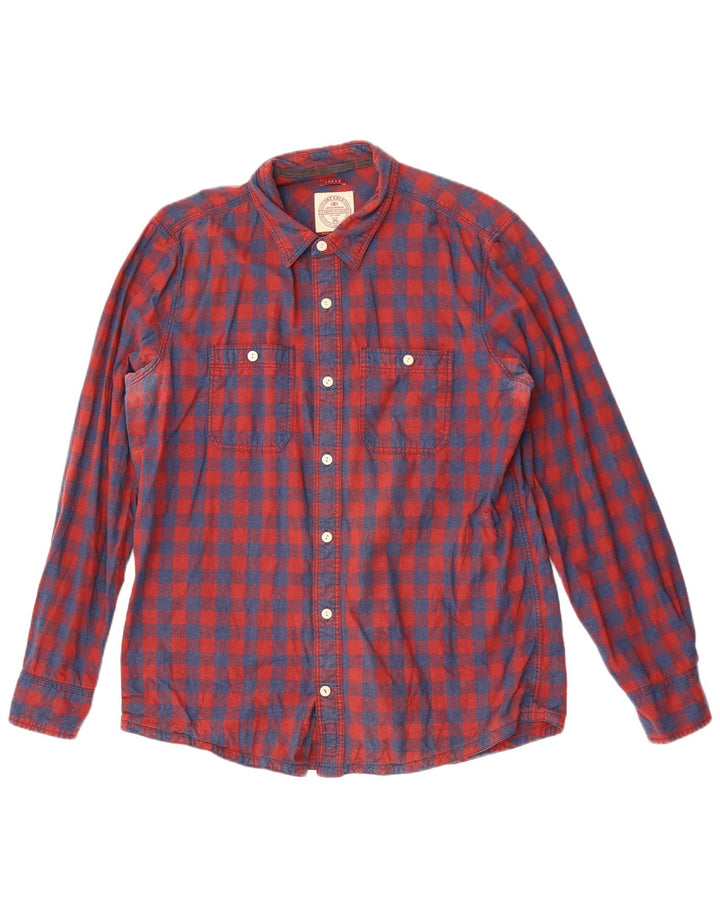 Fat Face Chemise Homme Grand Carreau Rouge Coton