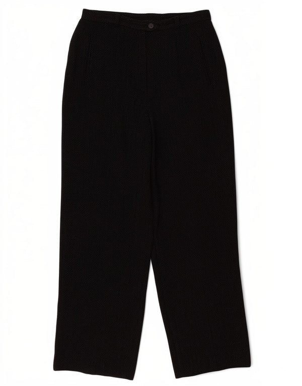 Max Mara Pantalon de costume droit pour femme UK 16 Large W32 L29 Noir moucheté