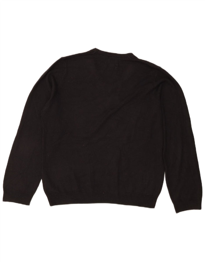 Marks & Spencer Pull coupe classique à col en V pour homme, grand, noir, acrylique