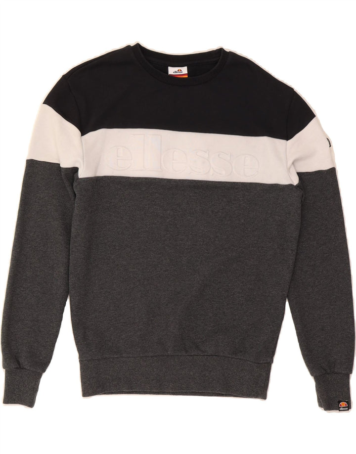 ELLESSE Mens Sweatshirt Jumper Small Multicoloured Colourblock Cotton Vintage Ellesse and Second-Hand Ellesse from Messina Hembry 