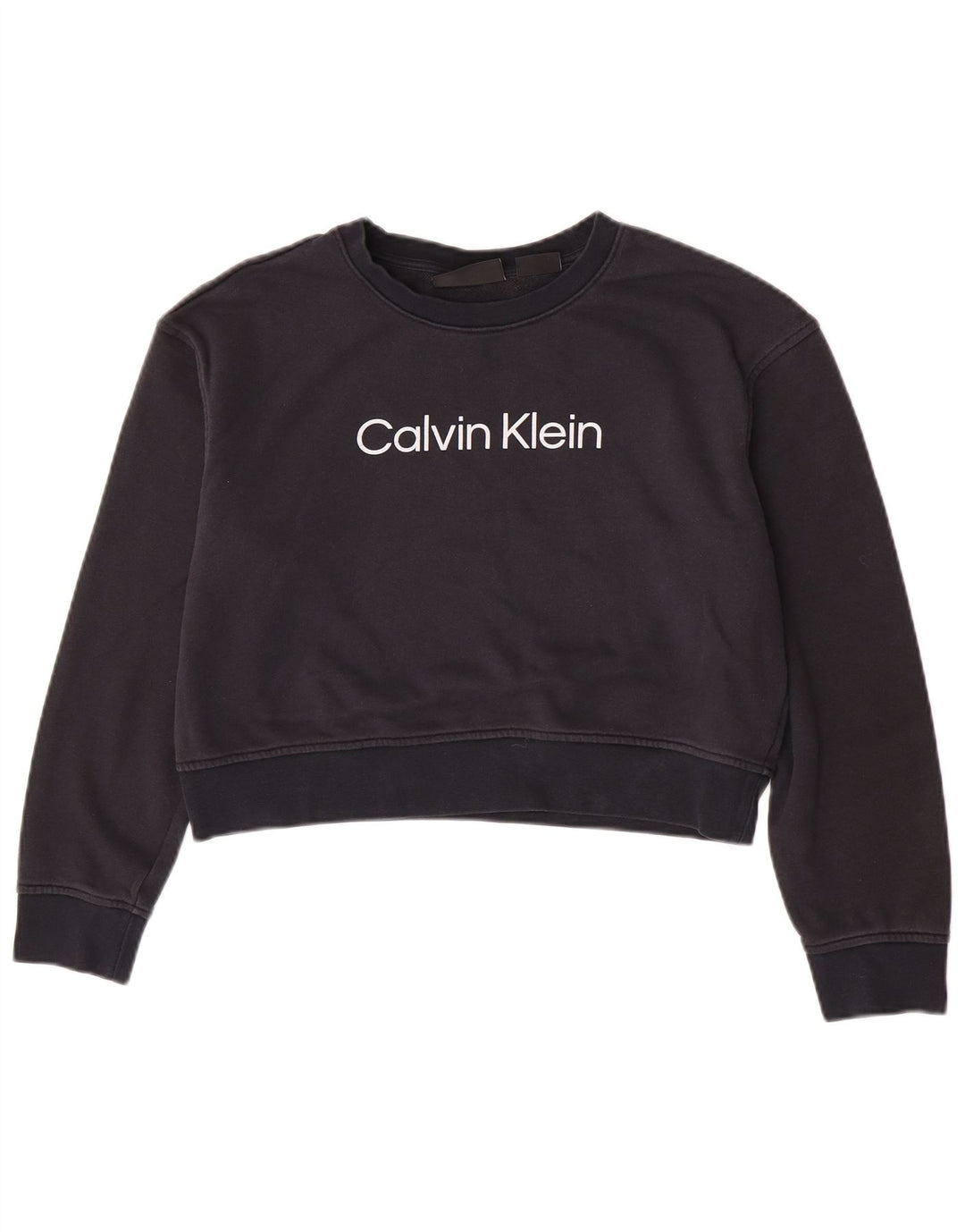Calvin Klein Sweat-shirt court graphique pour femme UK 14 Bleu marine moyen
