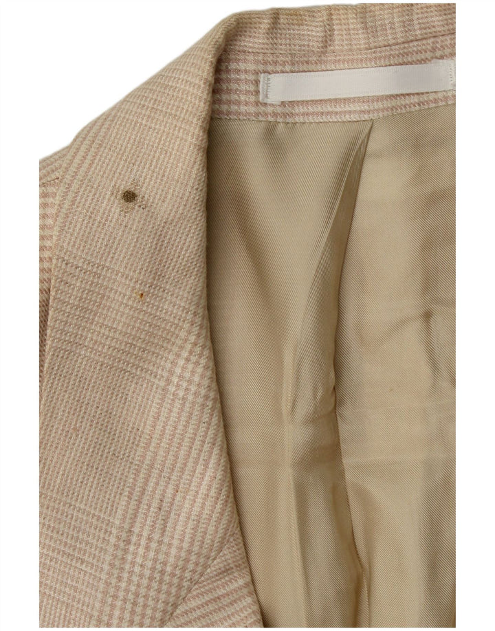HUGO BOSS Veste blazer à 2 boutons pour hommes EU 56 3XL Beige à carreaux en lin