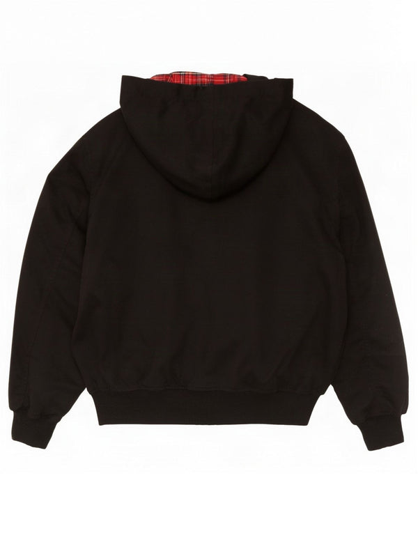veste bomber à capuche vintage pour hommes UK 36 petit polyester noir