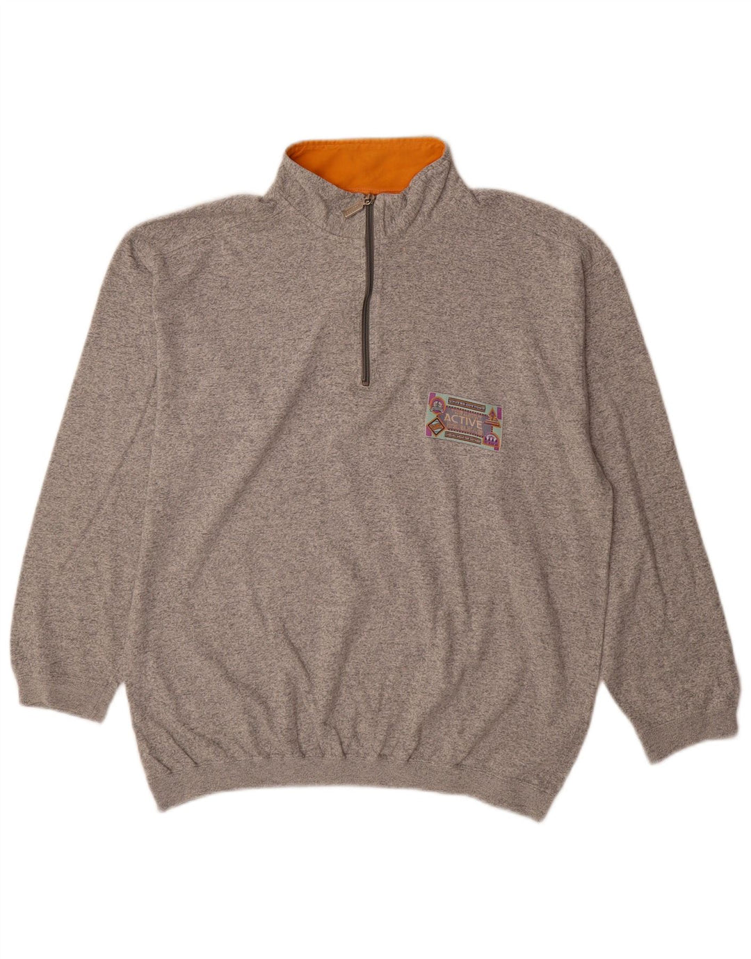 Active Pull Sweat Col Zippé Homme Gris Moyen Coton