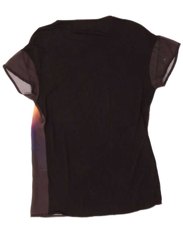 Zara T-shirt graphique surdimensionné pour femme UK 10 Small Noir Tie Dye