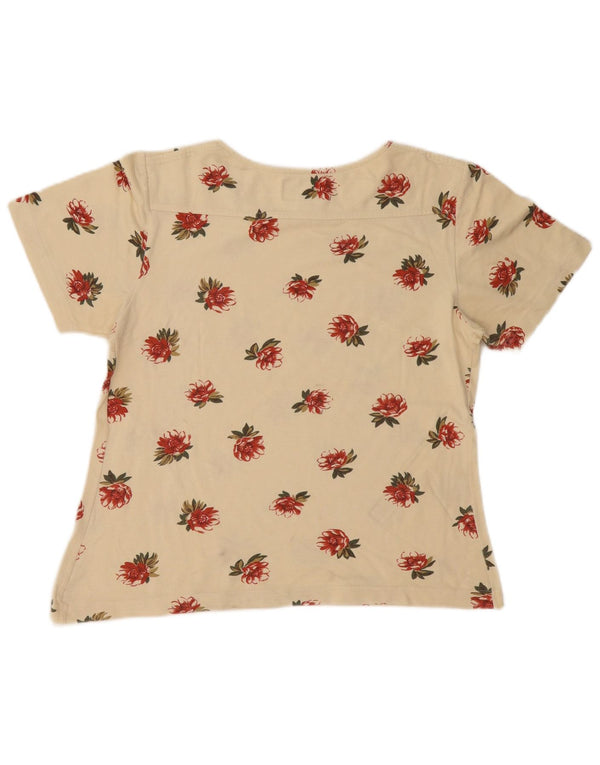Jantzen T-Shirt Femme Top IT 46 Grand Coton Floral Beige