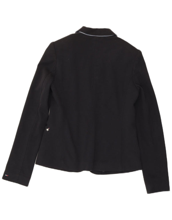 TOMMY HILFIGER Veste Blazer 1 Bouton Femme UK 14 Large Bleu Marine Coton