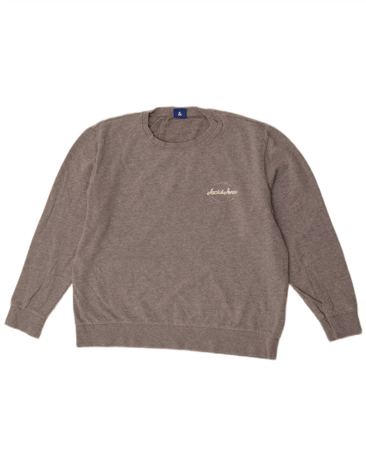 Jack & Jones Sweat-Shirt Homme XL Gris Moucheté Coton