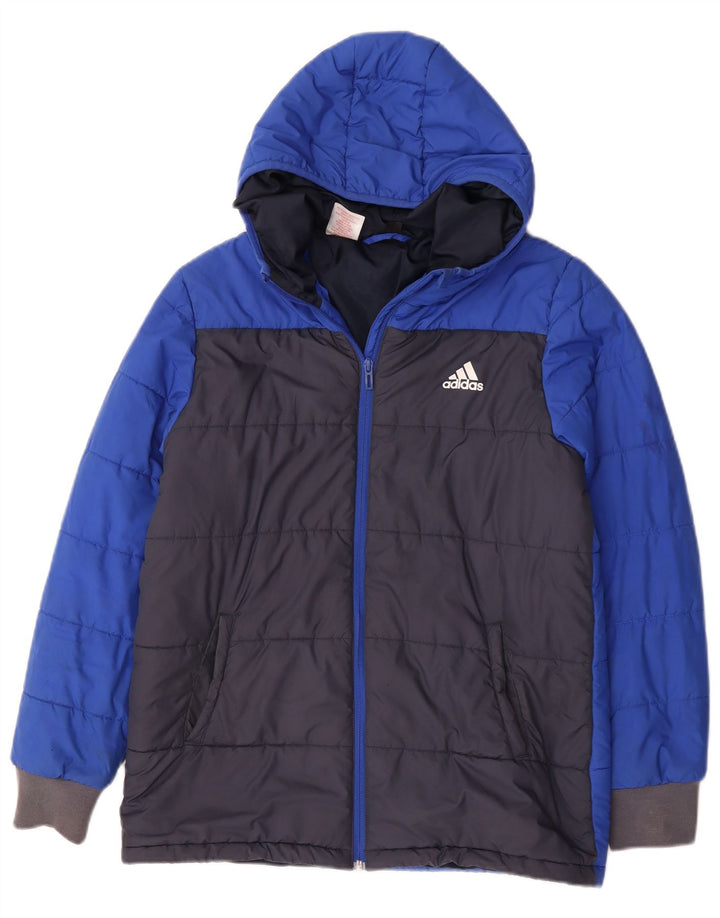 Adidas Veste matelassée à capuche pour garçon 13-14 ans Bleu Colorblock Polyester