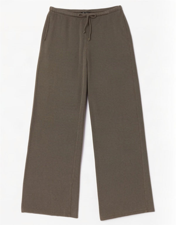 Zara Pantalon de survêtement large pour femme UK 8 Small Kaki Coton