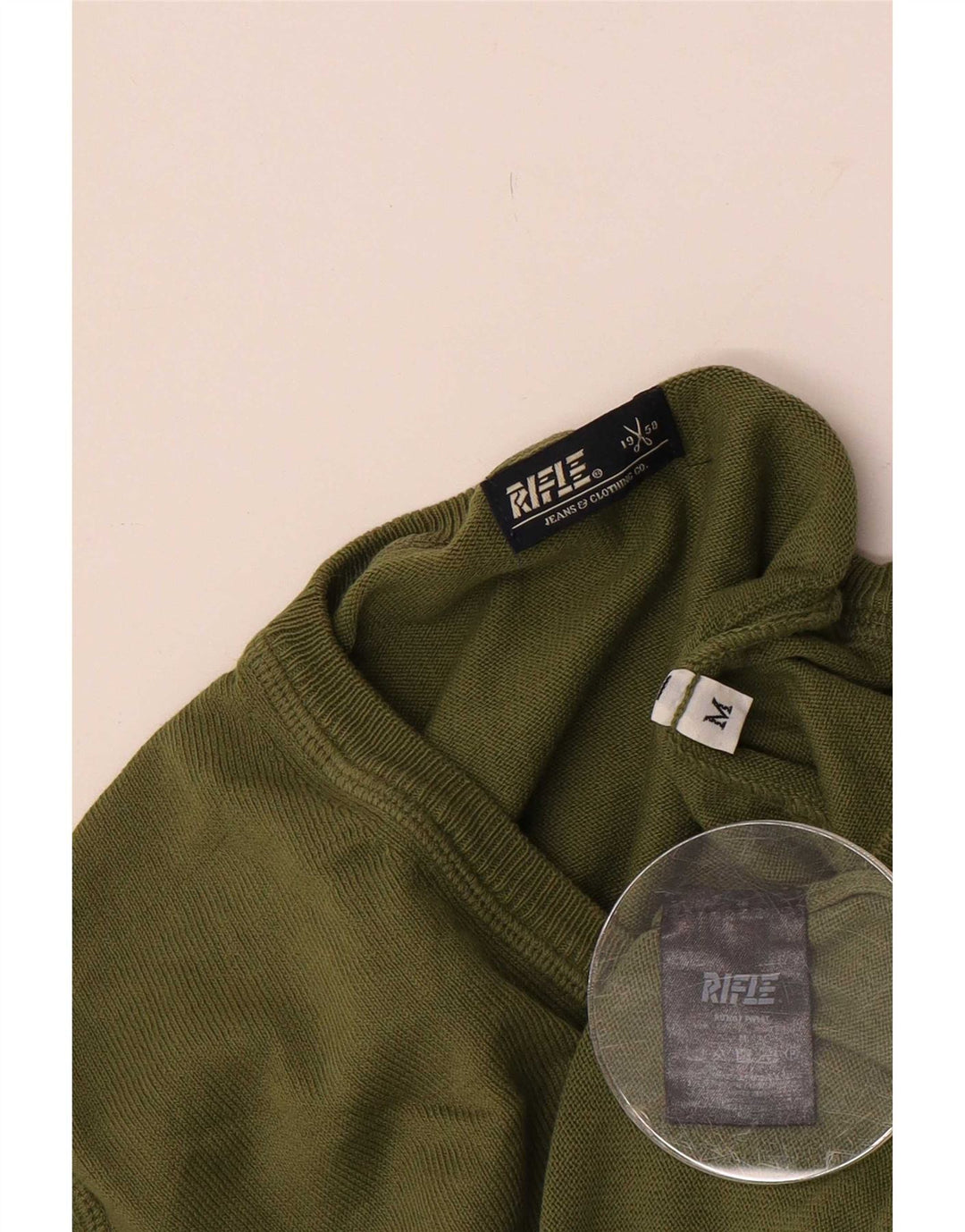 Rifle Pull col V Homme Vert Moyen Coton