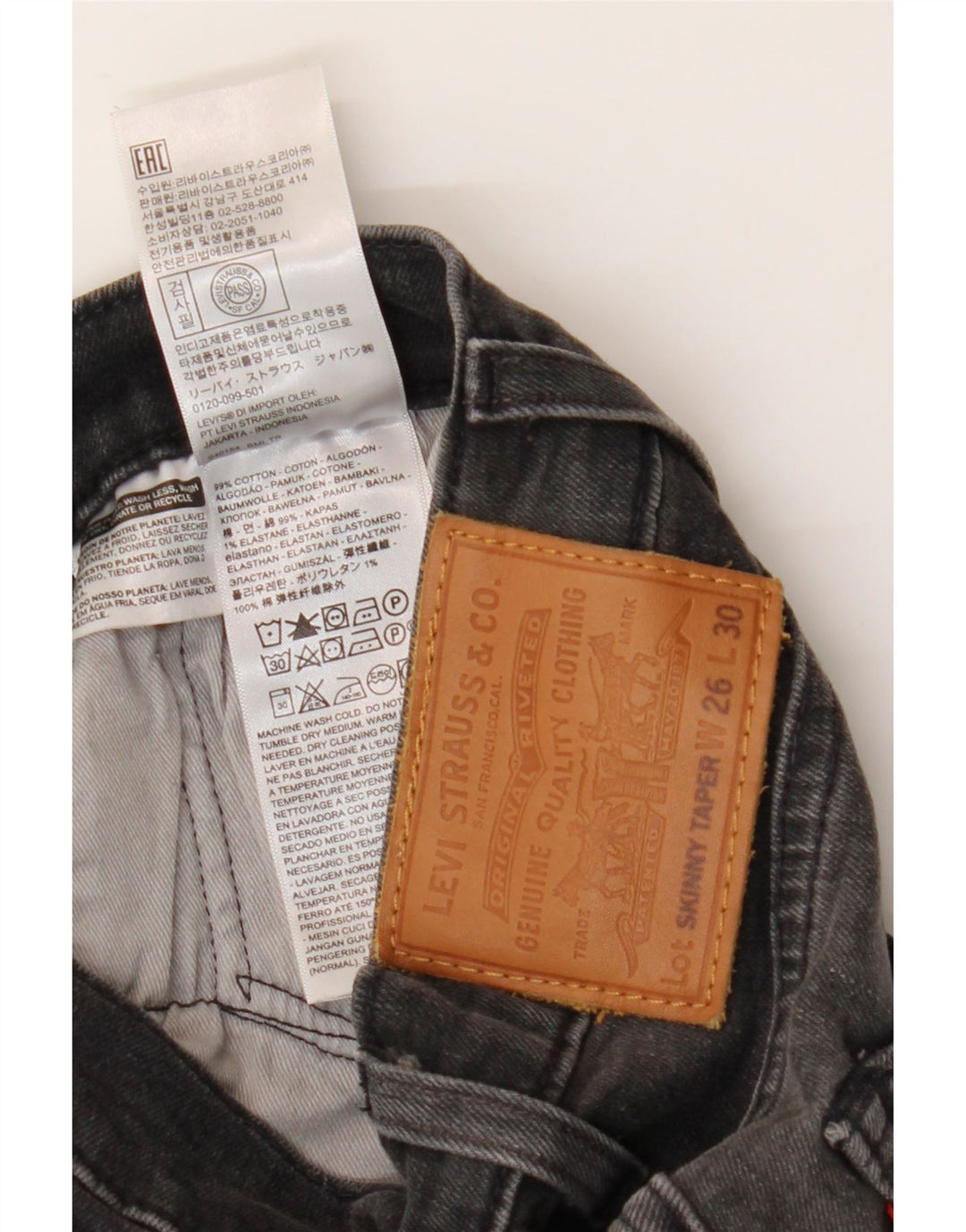 LEVI'S Jean Skinny Fuselé Homme W26 L30 Gris Coton