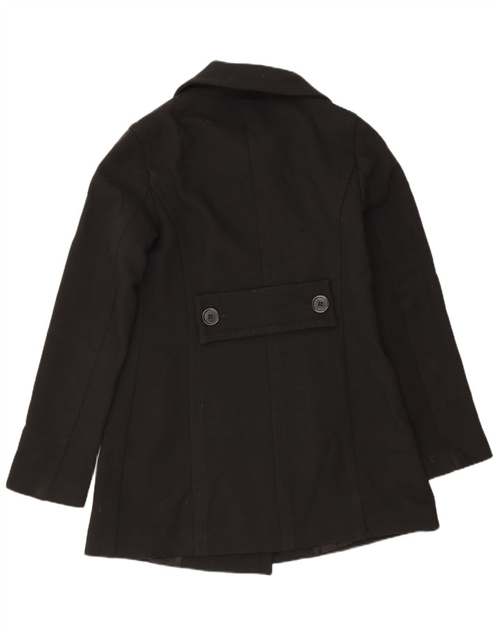 Zara Manteau croisé pour femme UK 10 Petite laine noire