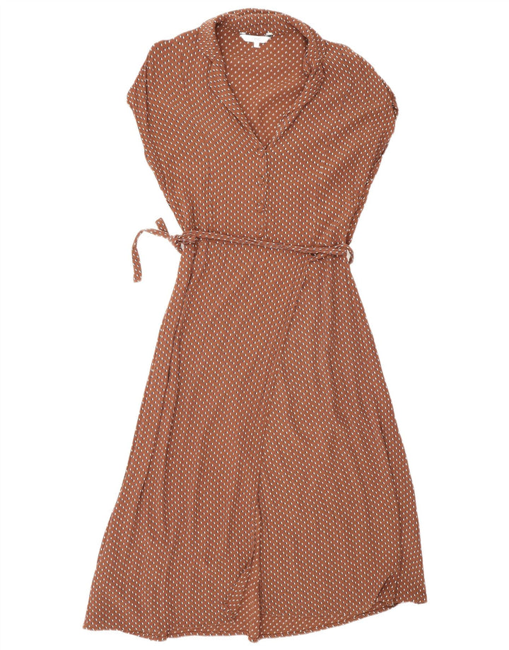 Next Robe portefeuille longue pour femme UK 44 Viscose géométrique marron moyen