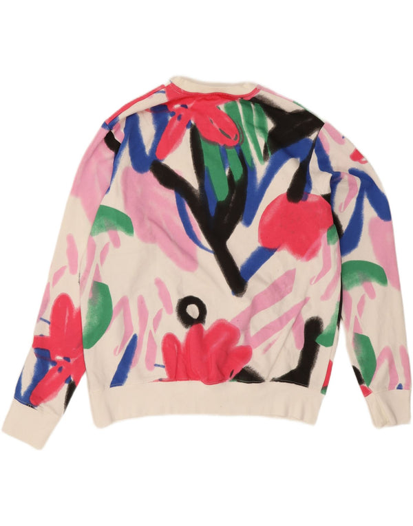 Zara Sweat-shirt surdimensionné graphique pour femme UK 14 Medium Blanc Floral