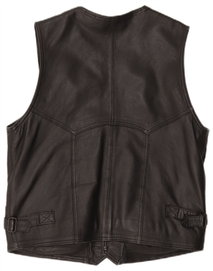 VINTAGE Gilet en cuir homme petit noir