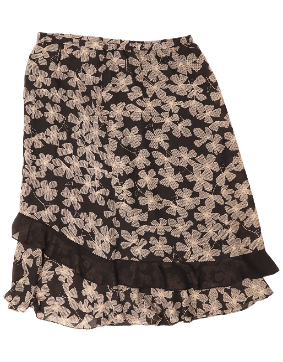 jupe droite femme vintage UK 22 3XL W40 Polyester floral noir