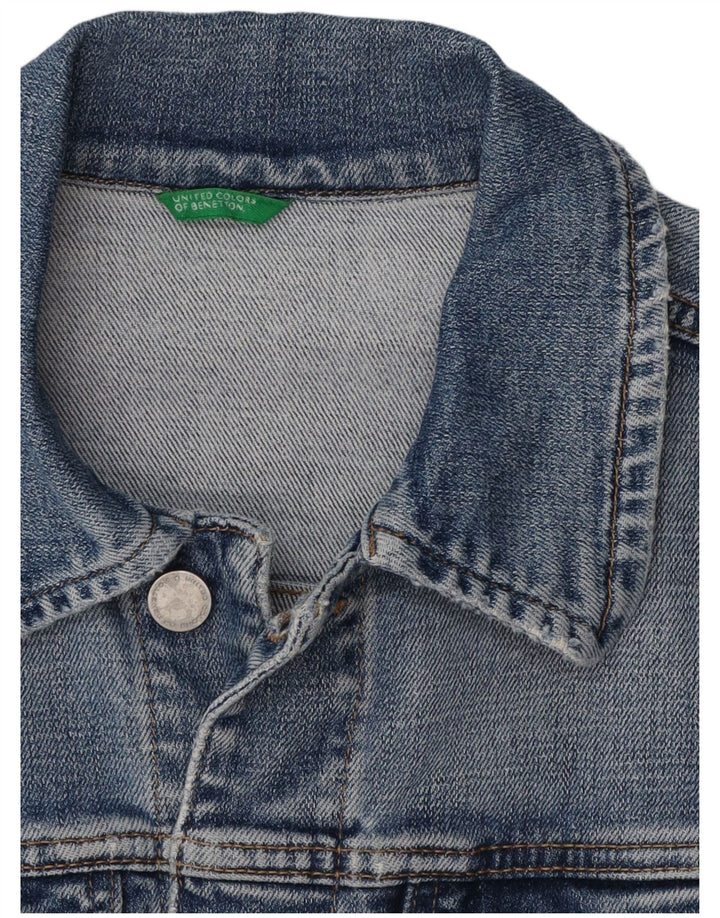 Benetton Veste en jean courte pour femme UK 10 Small Bleu