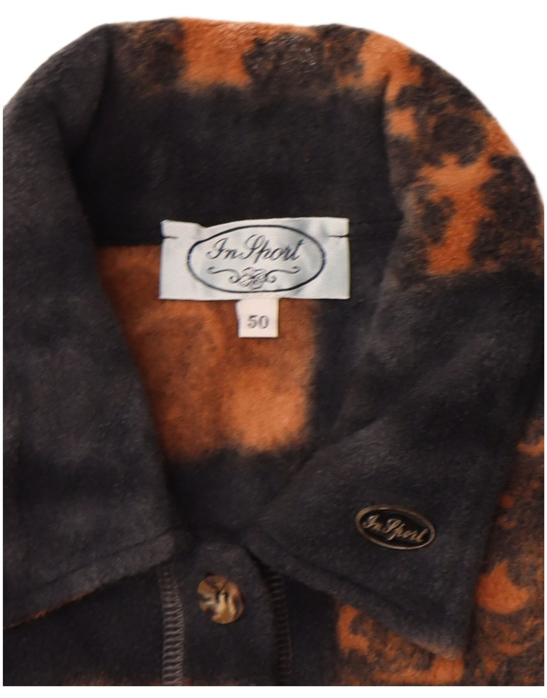 VINTAGE Chemise Polaire Femme IT 50 XL Bleu Marine Patchwork Polyester