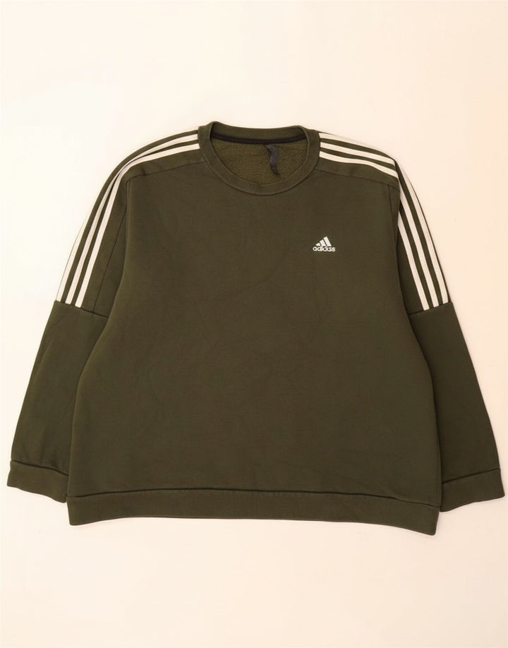 Adidas Sweat-shirt pour homme en coton kaki 2XL