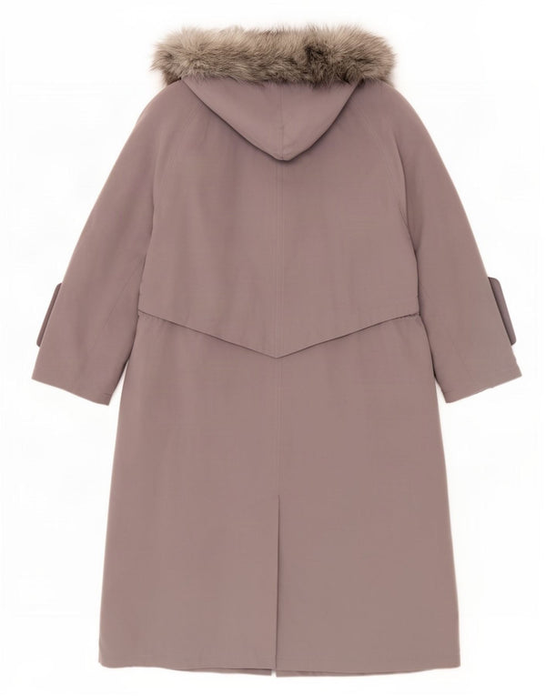 vintage Femmes À Capuchon Surdimensionné Coupe-Vent Manteau UK 14 grand Polyester Gris
