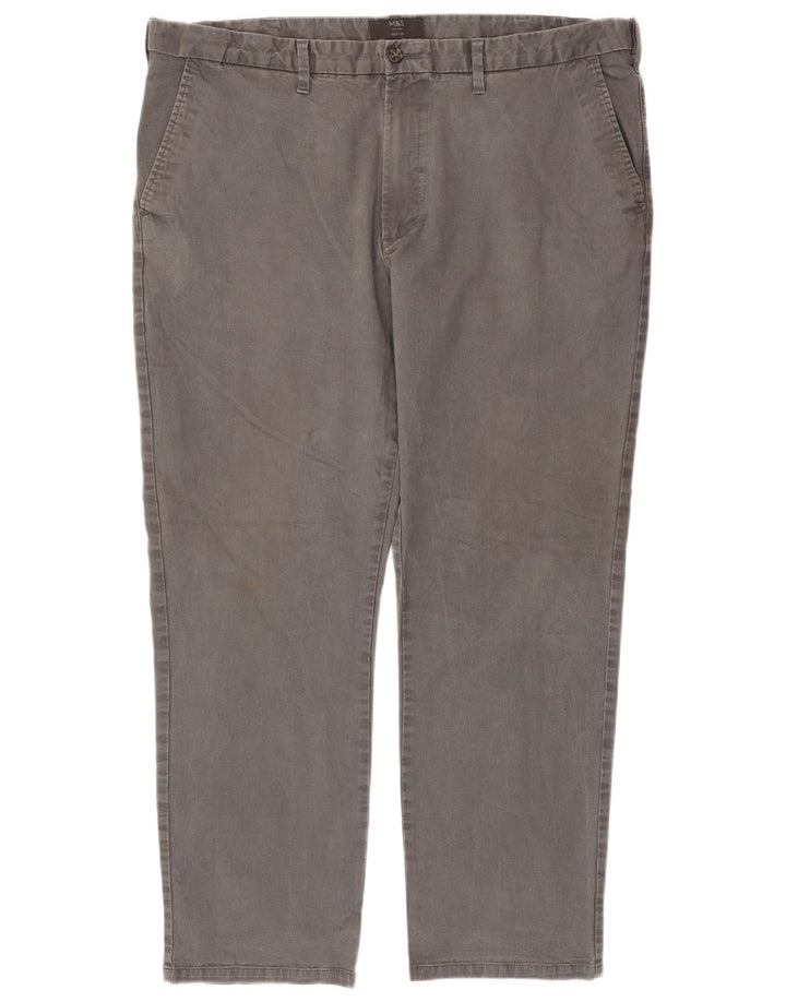 Marks & Spencer Pantalon Chino Coupe Regular Homme W42 L31 Gris Coton