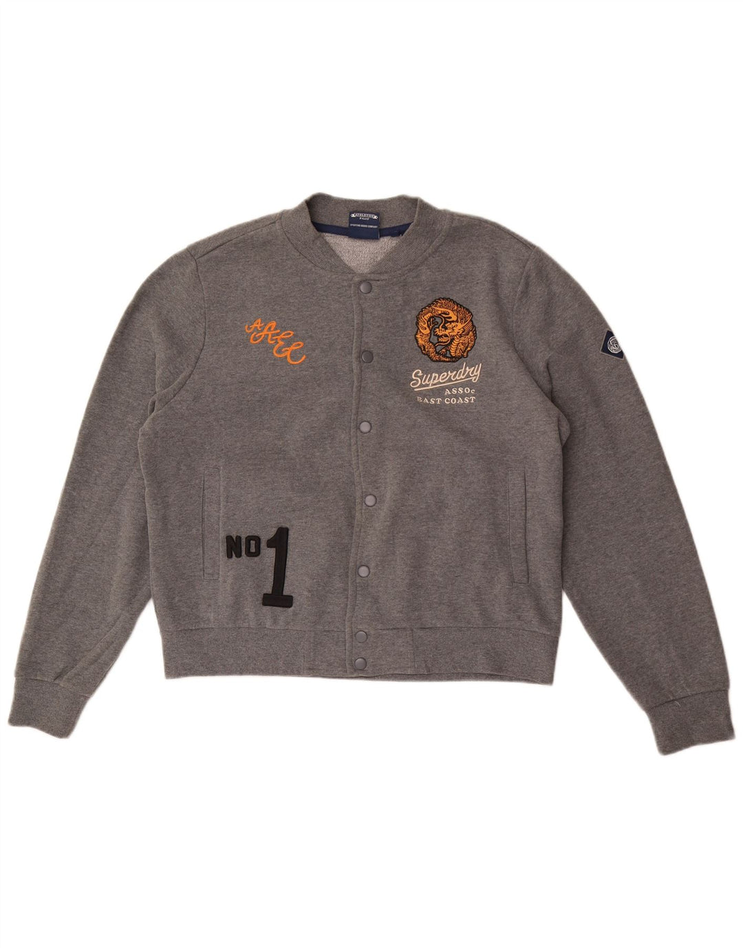 Superdry Veste de survêtement graphique pour femme UK 16 Large Gris Moucheté