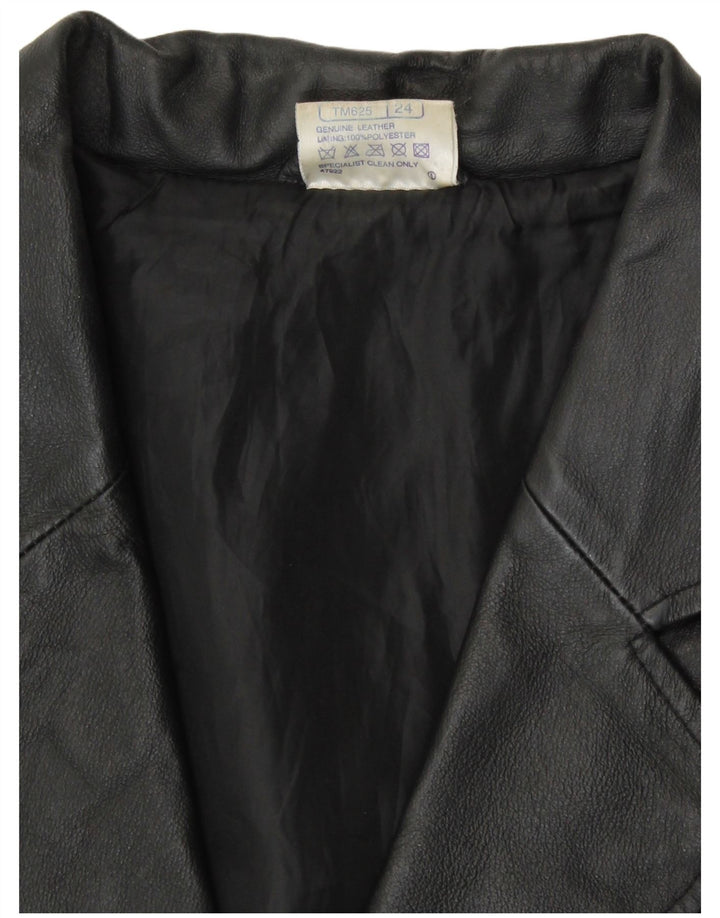 Agenda Veste blazer en cuir à 3 boutons pour femme UK 24 4XL Cuir noir