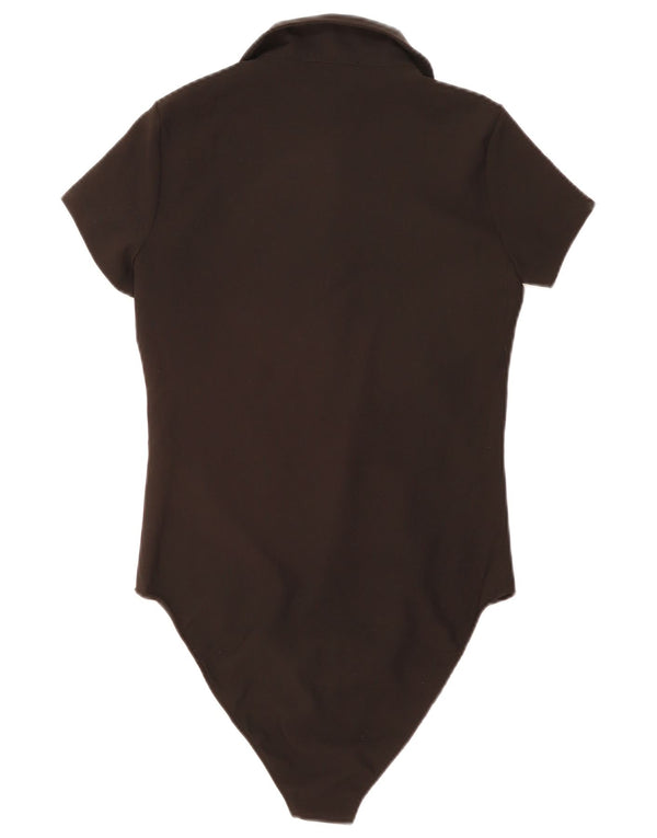 Zara Body à col polo pour femme UK 14 Large Noir Polyester