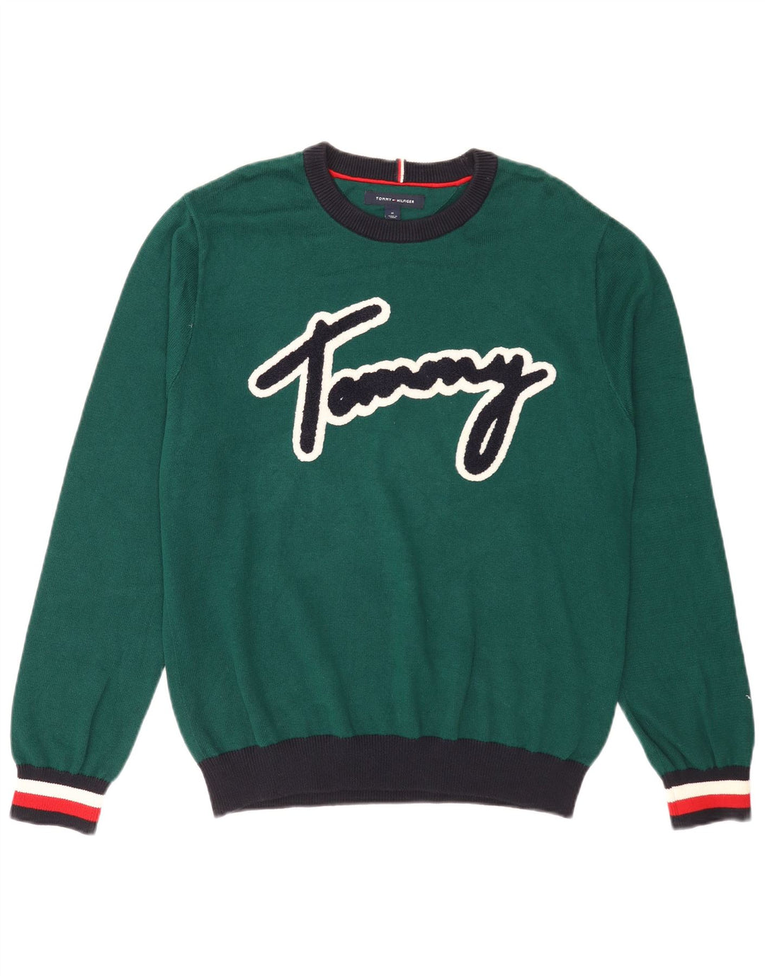 Tommy Hilfiger Pull Ras du Cou Homme Vert Moyen Colourblock