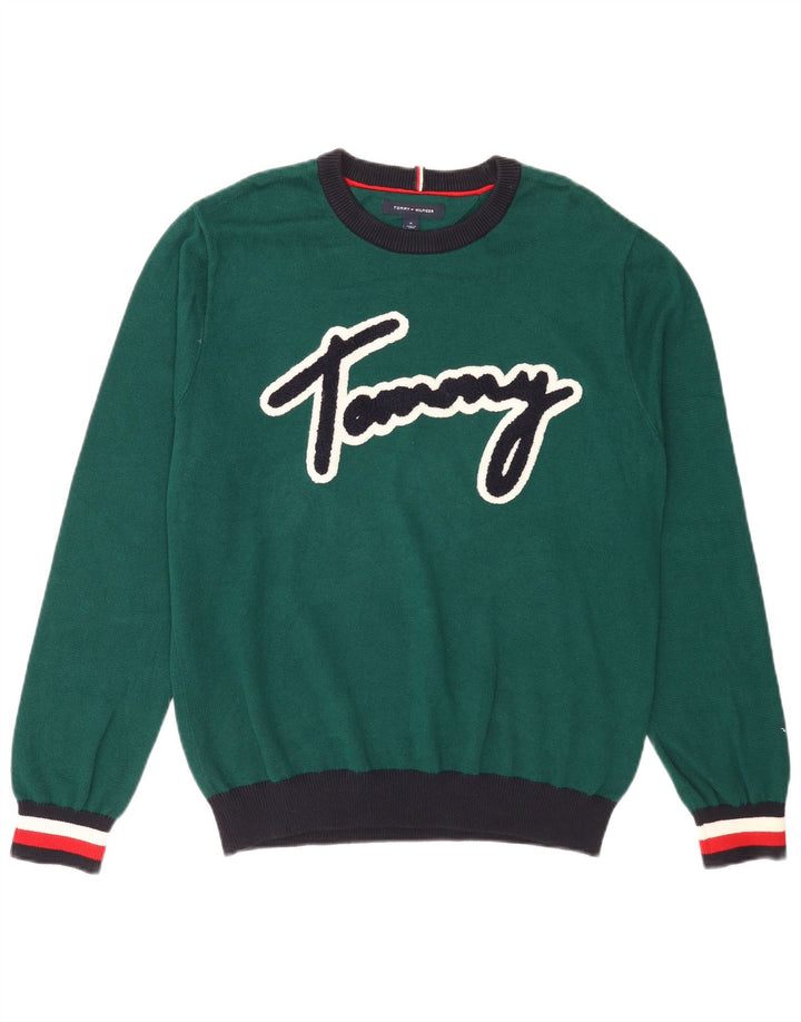 Tommy Hilfiger Pull Ras du Cou Homme Vert Moyen Colourblock