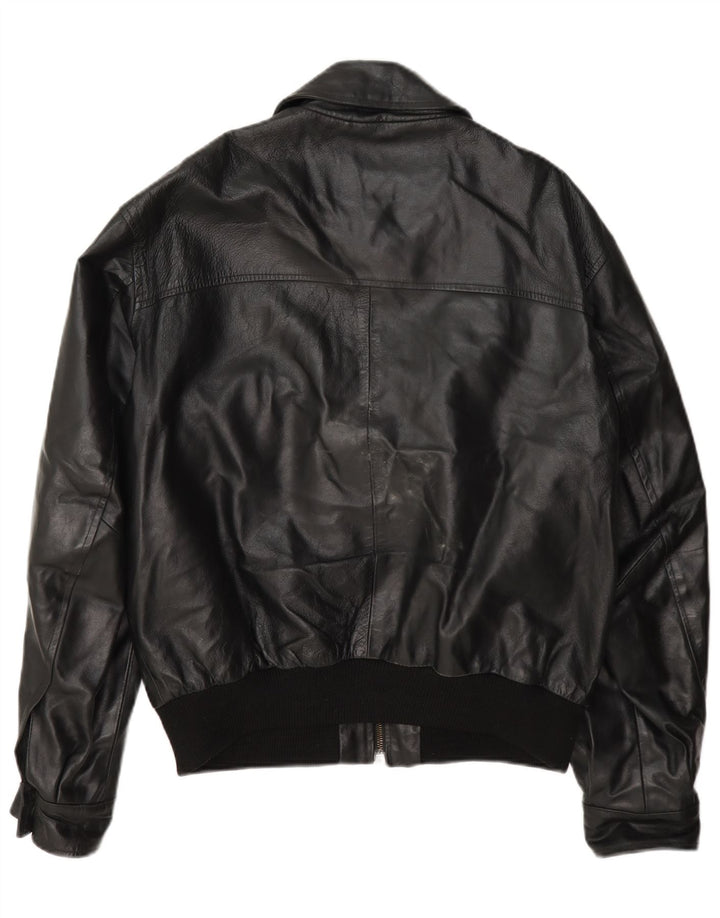 John Roose Veste en cuir pour homme UK 38 Medium Noir