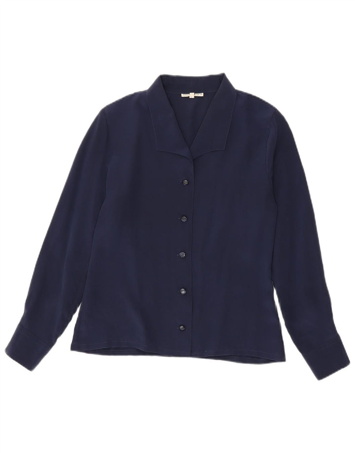 Blouse chemise femme vintage IT 44 Soie bleu marine moyenne