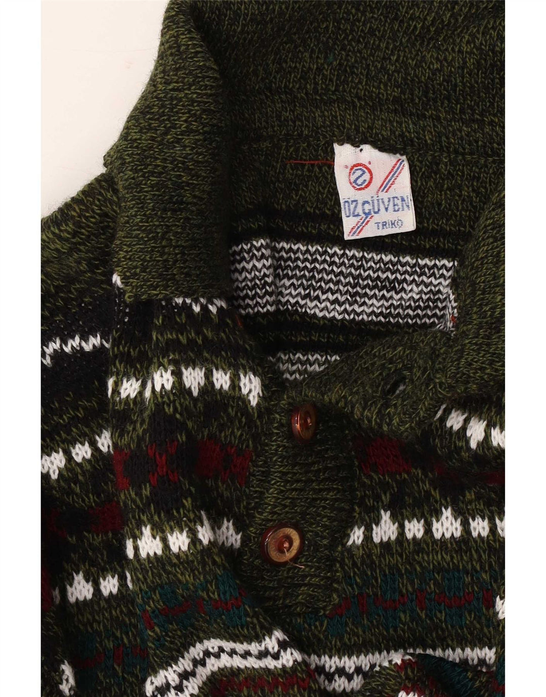 vintage Mens Polo Neck Jumper Pull Moyen Multicolore Géométrique