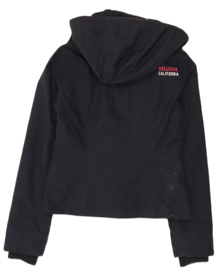 Hollister Veste coupe-vent à capuche pour femme UK 10 Small Bleu marine Polyester