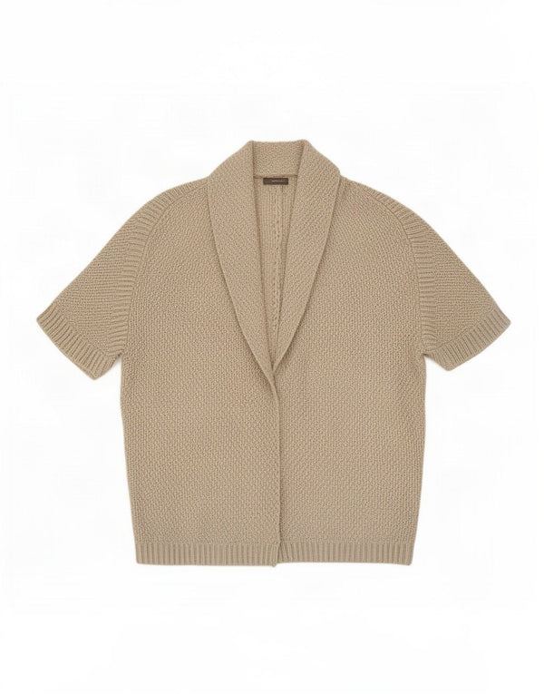 Zara Cardigan ouvert surdimensionné à manches courtes pour femme UK 14 Beige moyen