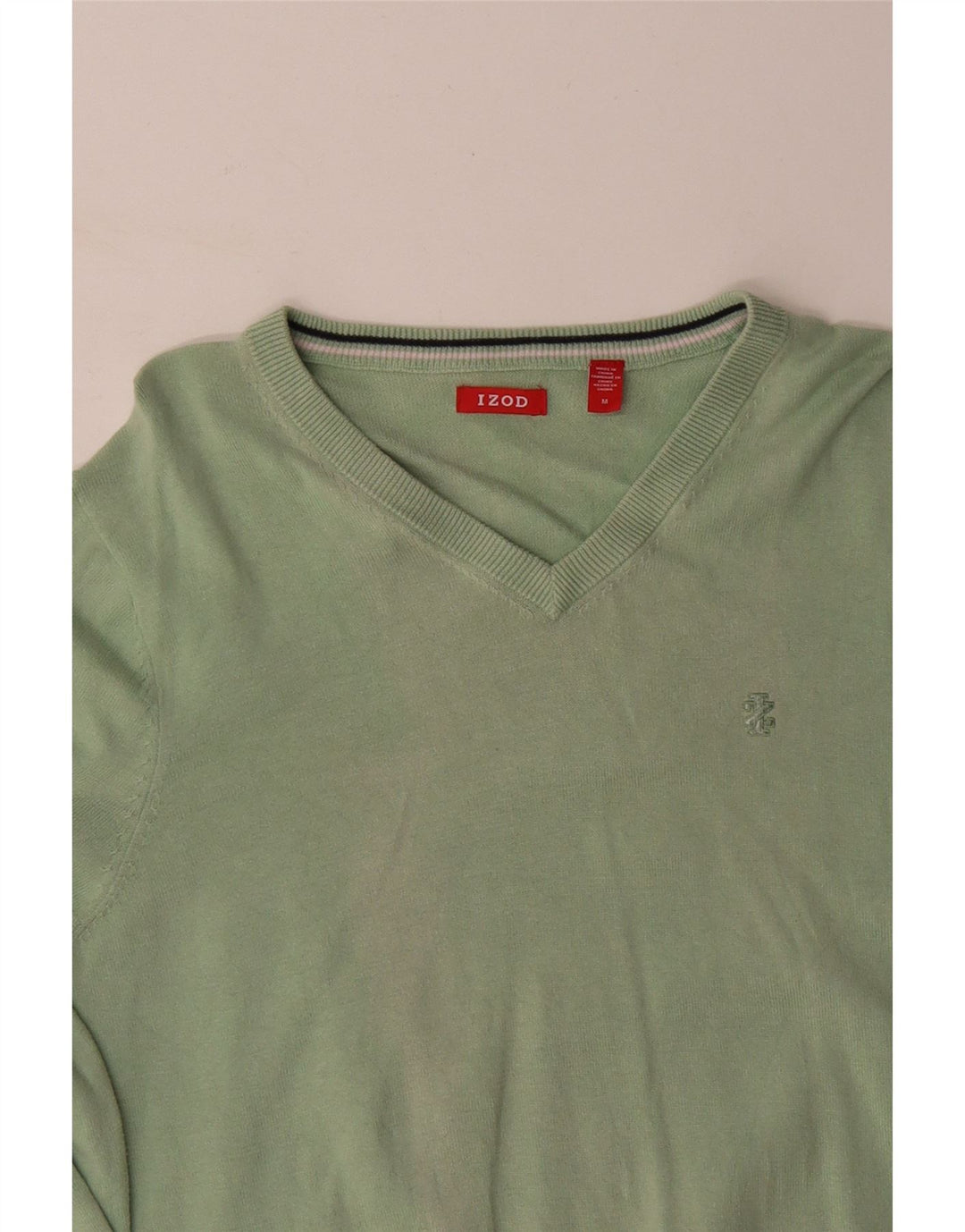 IZOD Pull Col V Homme Vert Moyen Coton