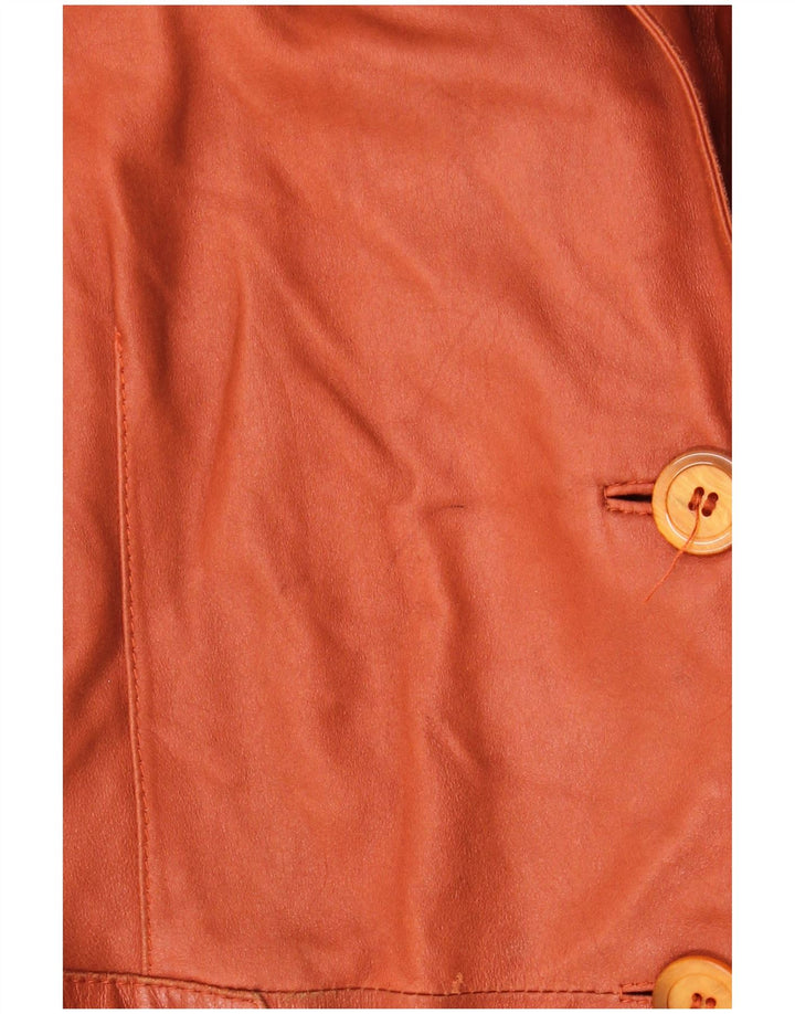 ELEGANCE PARIS Veste Blazer 2 Boutons Femme UK 20 2XL Cuir Marron