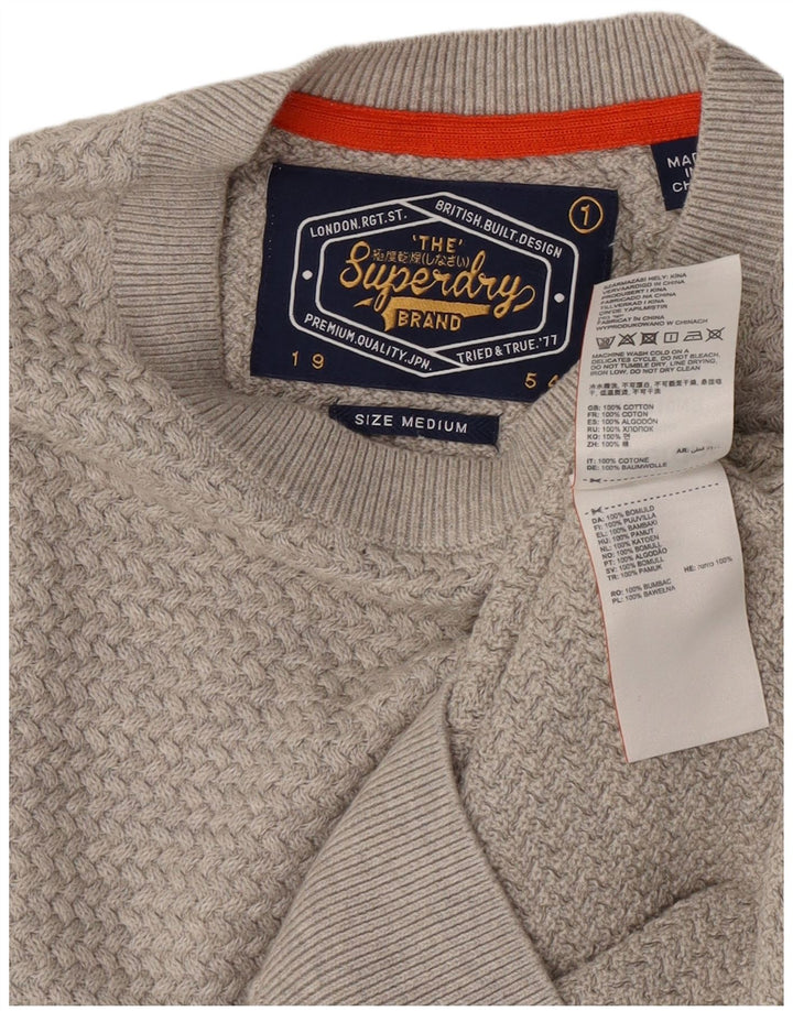 Superdry Pull Ras du Cou Pull Homme Gris Moyen Coton