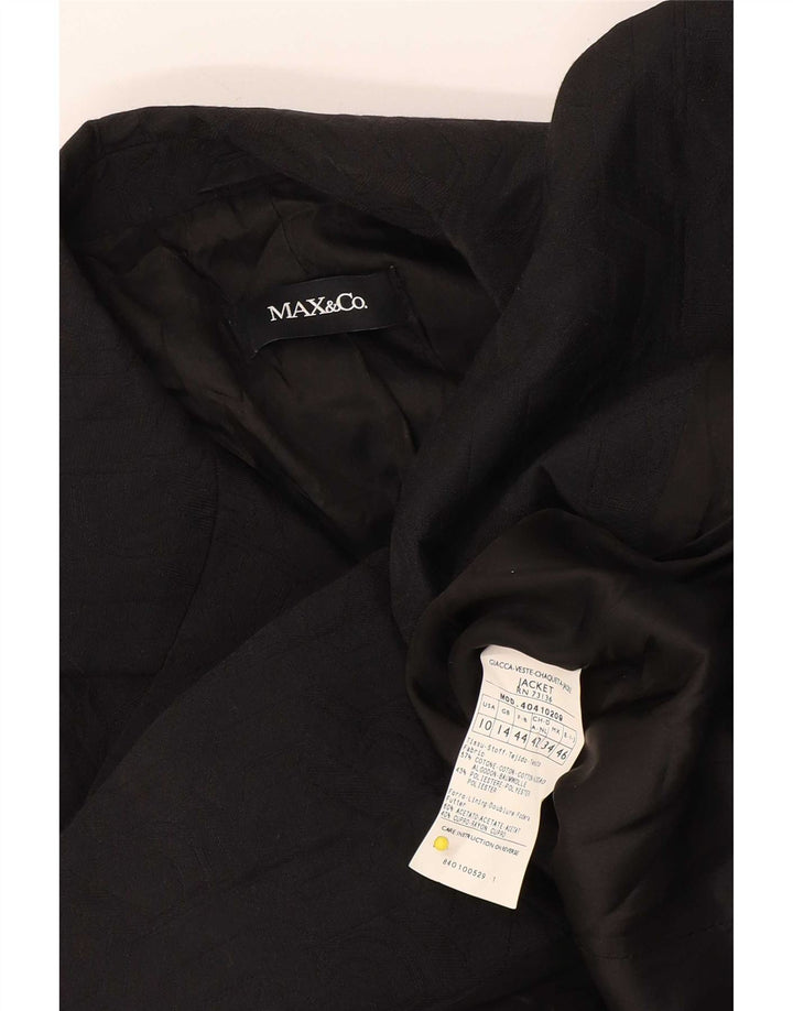 Max & Co. Veste blazer à 2 boutons pour femme UK 14 Large Noir Coton