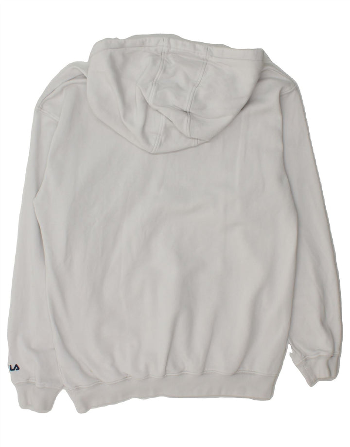 FILA Mens Graphic Hoodie Jumper Small White Cotton Vintage Fila and Second-Hand Fila from Messina Hembry 