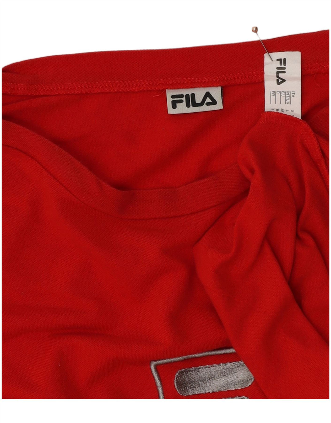 FILA Haut graphique à manches longues pour hommes en coton color block rouge grand