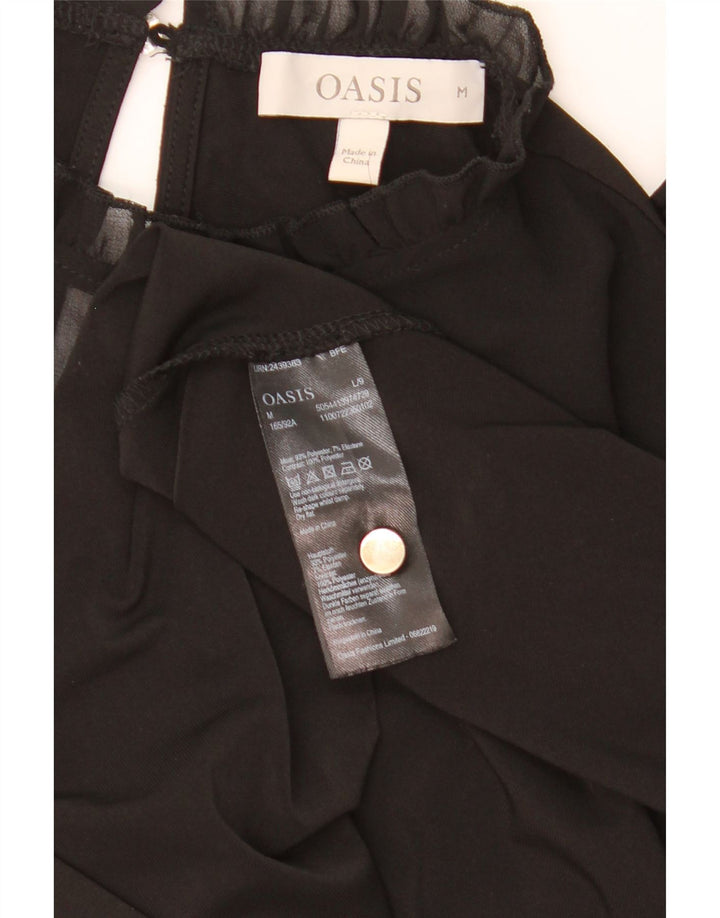 Oasis Chemisier à manches longues pour femme UK 12 Noir moyen Polyester