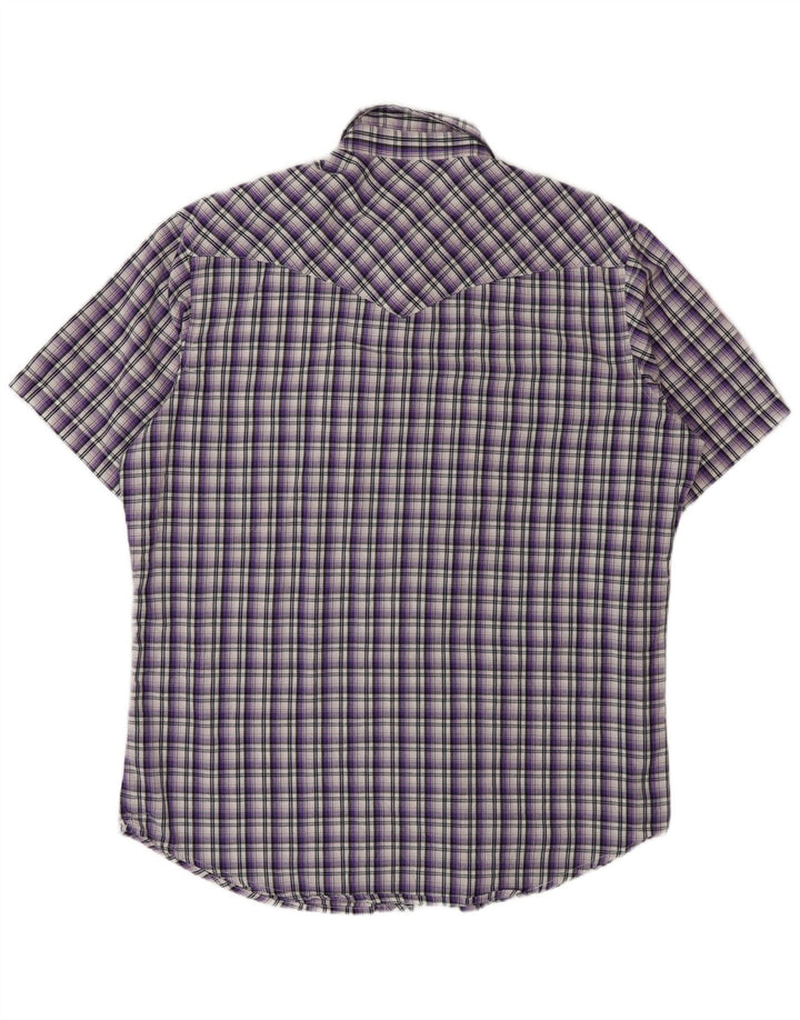 Wrangler Chemise à manches courtes pour homme en coton à carreaux violets