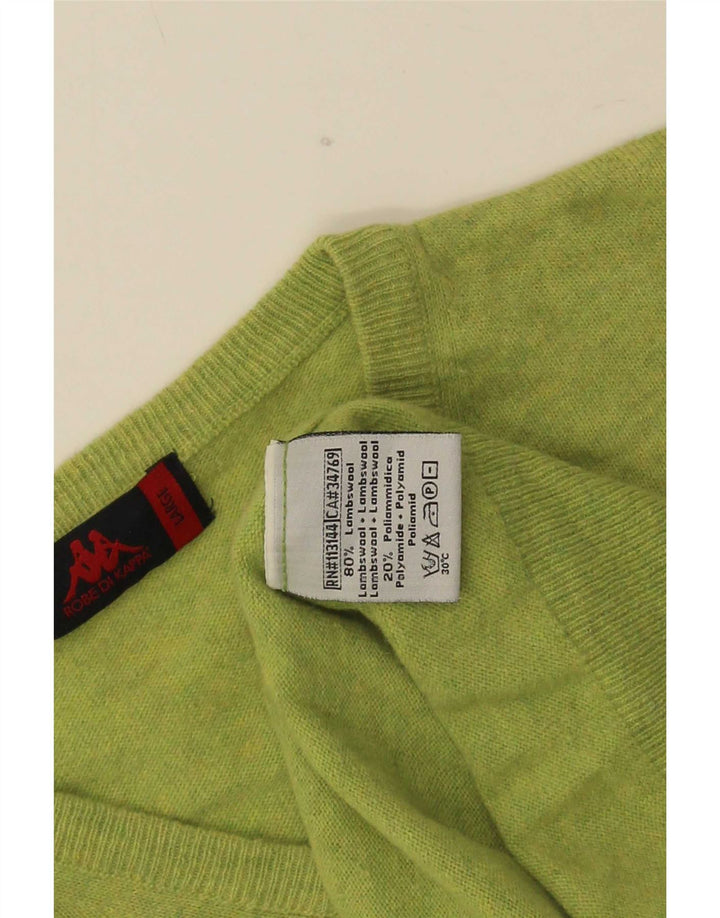 Kappa Pull col V pour homme en laine d'agneau Vert Taille L