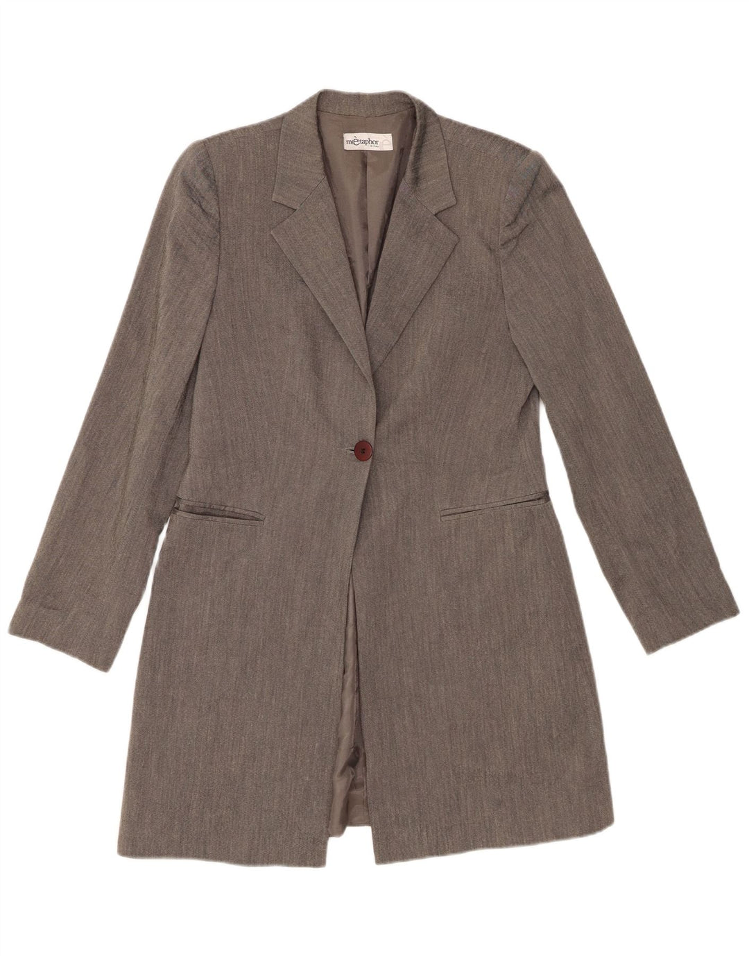 Metaphor Veste Blazer Longue 1 Bouton Femme IT 42 Gris Moyen Viscose