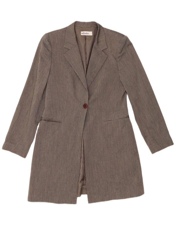 Metaphor Veste Blazer Longue 1 Bouton Femme IT 42 Gris Moyen Viscose